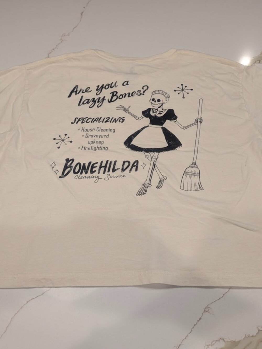 The Sims Shop Bonehida Lazy Bones Graphic Boxy Crop Top Unisex XL Oversize Fit